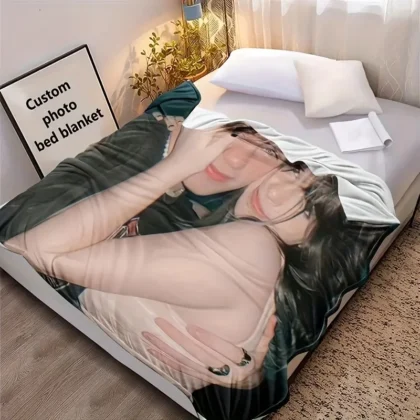 1PC Custom Personalized Blanket Personal Photo Flannel Bed Blanket Birthday Wedding Couple Valentine's Day Holiday Gift Blanket