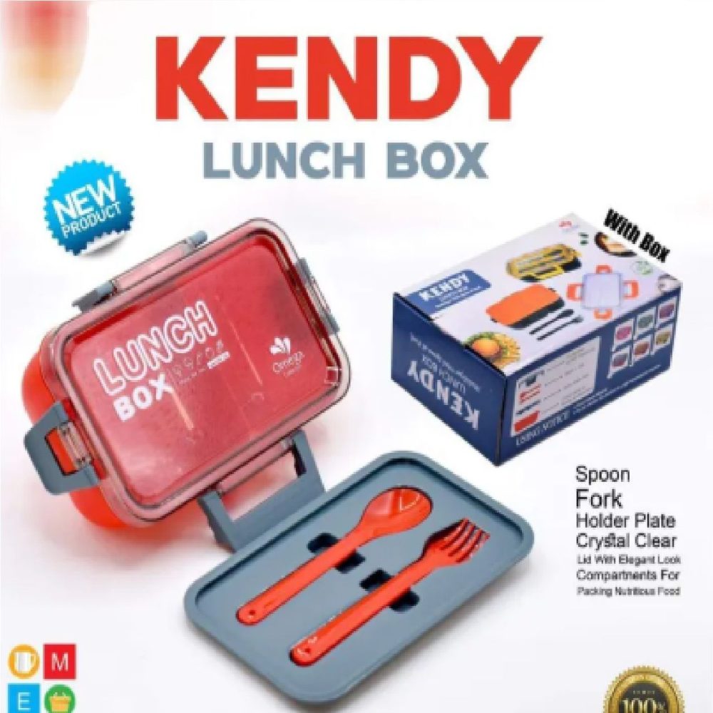 KENDY Lunch Box With Partition And Spoon 2 Portion Tiffin