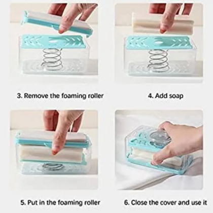 Multifunction Foaming Soap Dish With Drain Soap Box With Bubbler Suitable For Laundry Soap Holder