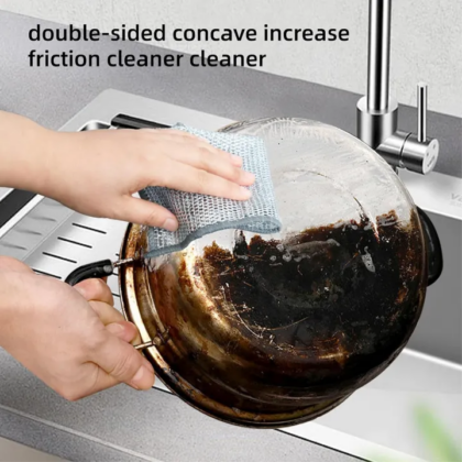 Pack of 4 Kitchen Steel Mesh Wire Dish Washer Cleaning Cloth