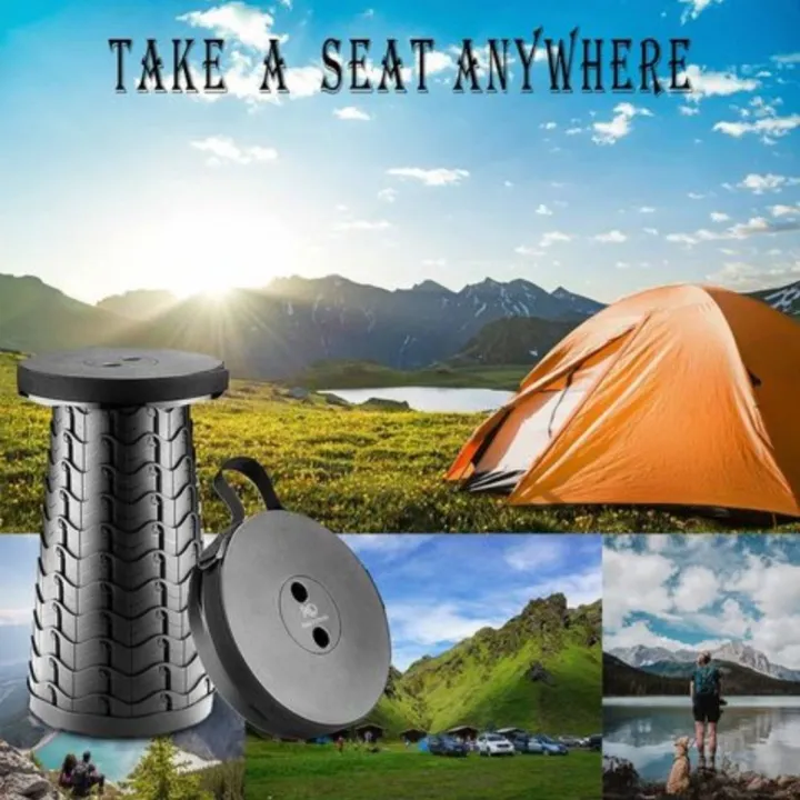 Portable Retractable Folding Stool Chair Latest Smart Outdoor Foldable Collapsible Lightweight Seat Chair Stool for Camping Traveling Picnic Car Easy to Carry Anywhere