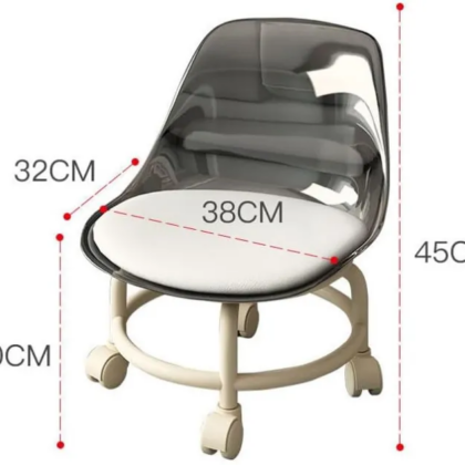 Rotatable Transparent Heavy Duty Chair with Wheels – 360° Swivel Office Chair for Home Study and Workspace Durable and Modern Chair for Adults and Kids Acrylic Transparent Chair with Wheels