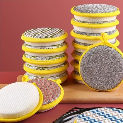 Sponge Dish Cloth Reusable Dishwashing Scrubber Pads Non-Scratch Kitchen Cleaning Scourer Set