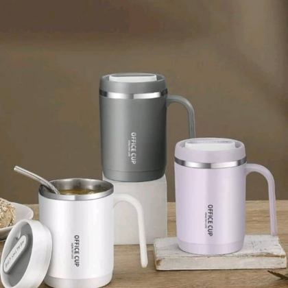 Steel Insulated Mug with Lids Travel Carry Mug With Handle Coffee Milk Juice Mug with Straws and Lids Kitchen Drinkware