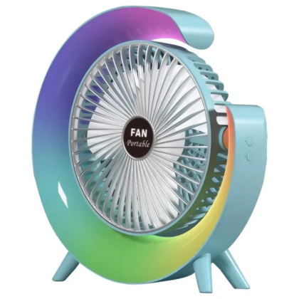USB Charging Colorful Running Horse Lamp Standing Fan Portable Charging Small Fan Loop Silent Low Noise Atmosphere Light