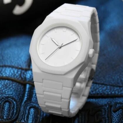 White Aura Wrist Watch Lightweight Fashion Watch with Butterfly Lock ClassicWatch