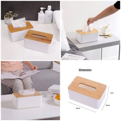 Wooden Cover Plastic Tissue Box